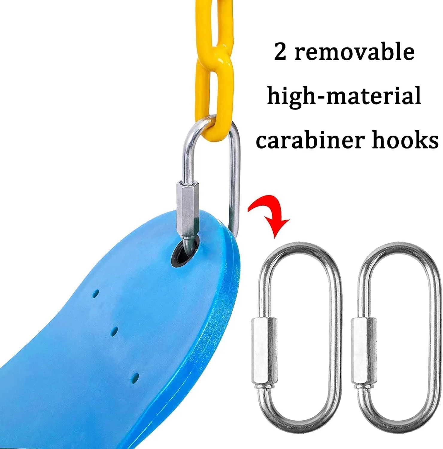 Flexible Swing Seat Set for Kids/Adults Outdoor Park Garden Tree Backyard with 60” Plastic Coated Chain, Weight Support Upto 150kg, Blue (Yellow)