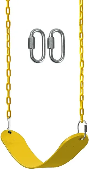 Flexible Swing Seat Set for Kids/Adults Outdoor Park Garden Tree Backyard with 60” Plastic Coated Chain, Weight Support Upto 150kg, Blue (Yellow)
