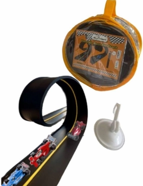 Flexible Race Car Track Set, with Pressure Suction Cup, 2 Small racecars, Zipup Storage Bag, Highly Flexible Two-Lane, Slot Car Race Tracks Set, DOUBLESIDED 5  Meters Long, Montessori Toy
