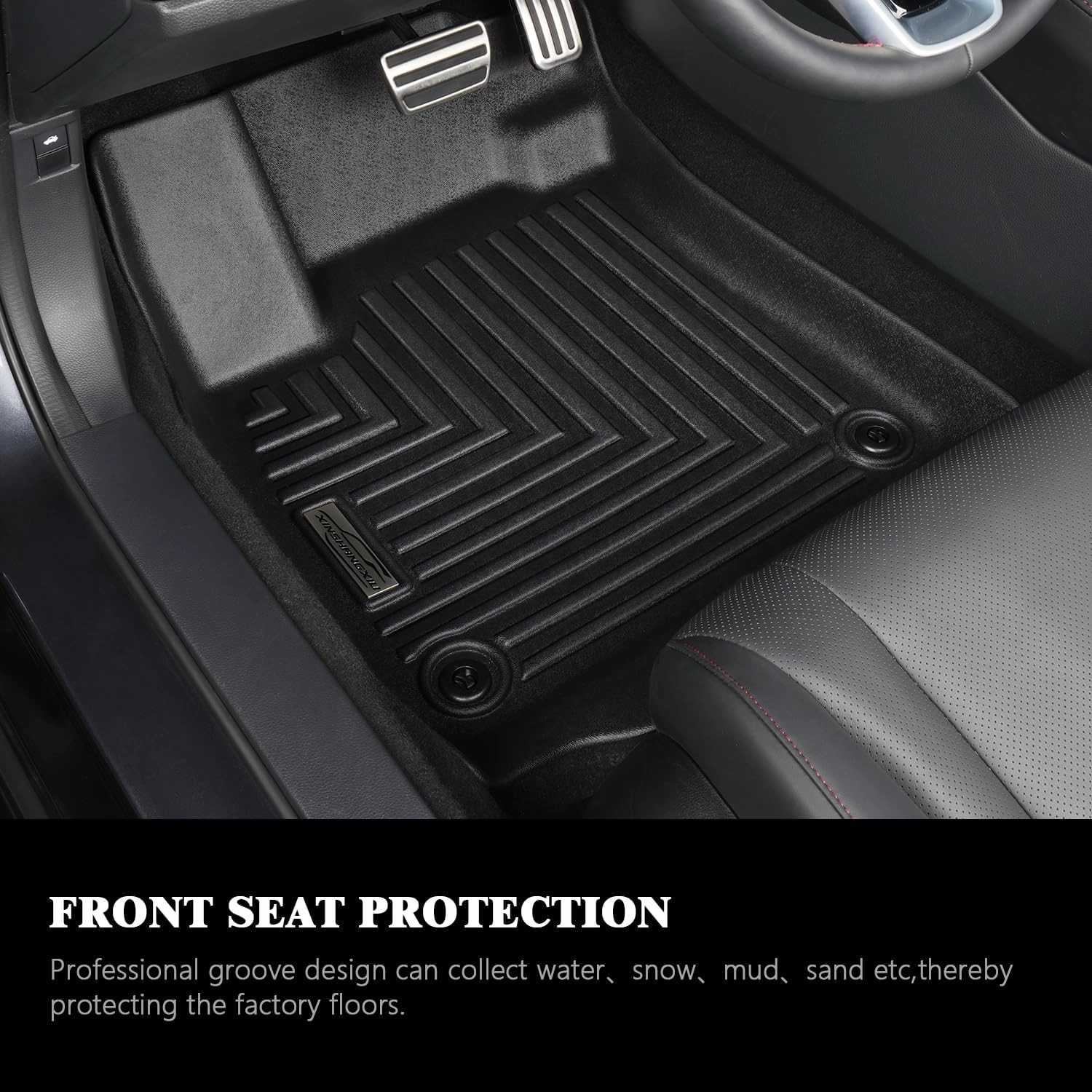 Floor Mats & Cargo Liner for 2023 2024 2025 Toyota bZ4X,1st 2nd Row with Trunk Mat,TPE All Weather Protection Slush Floor Liner Black