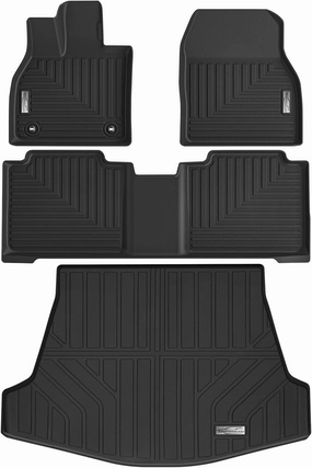 Floor Mats & Cargo Liner for 2023 2024 2025 Toyota bZ4X,1st 2nd Row with Trunk Mat,TPE All Weather Protection Slush Floor Liner Black