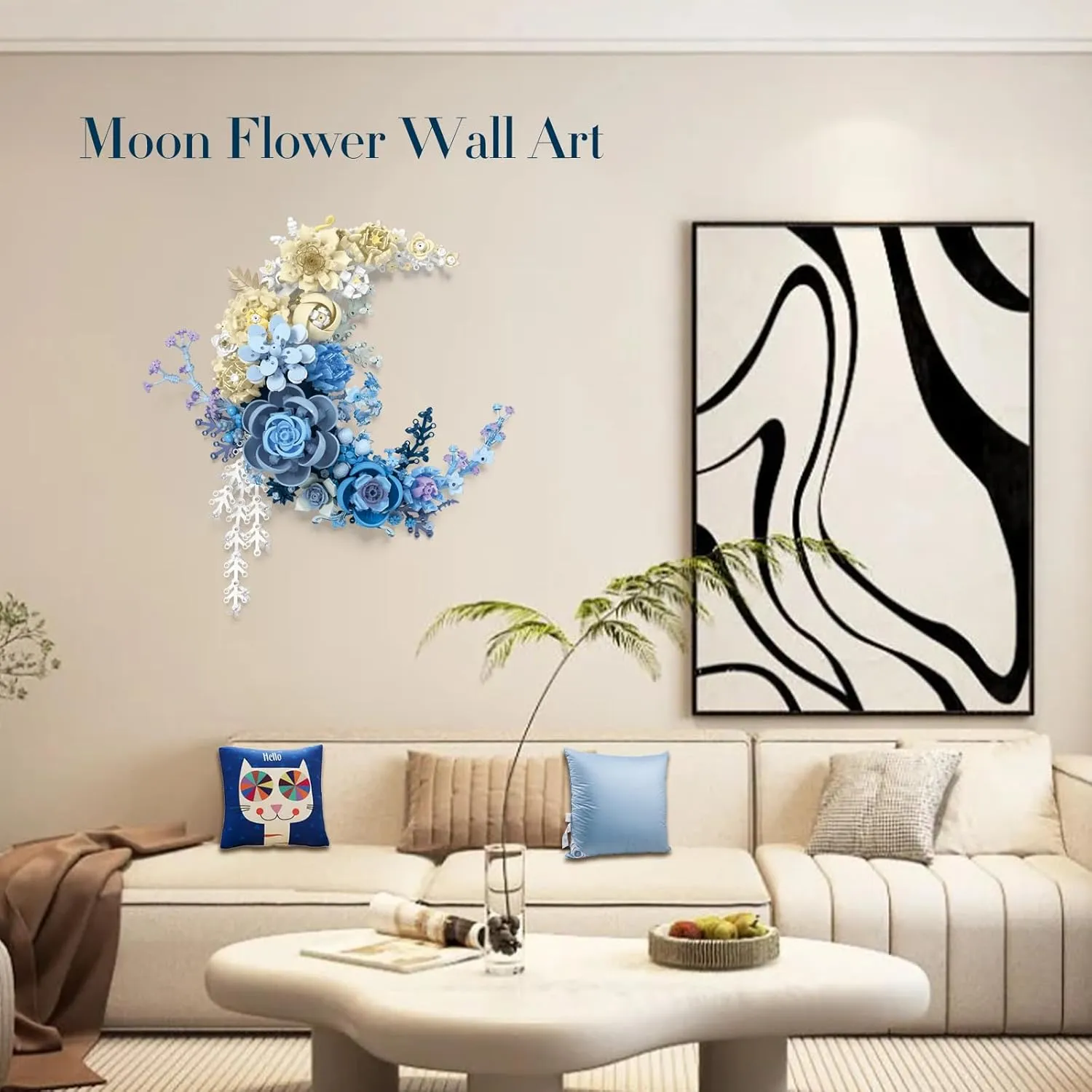Flower Building Set Botanical Collection Blocks, Crescent-Shaped Moon Flower Bouquet, Compatible Flowers Sets for Adults, Unique Table Decor Wall Art Decoration, Birthday Gift for Women Girls 934pcs