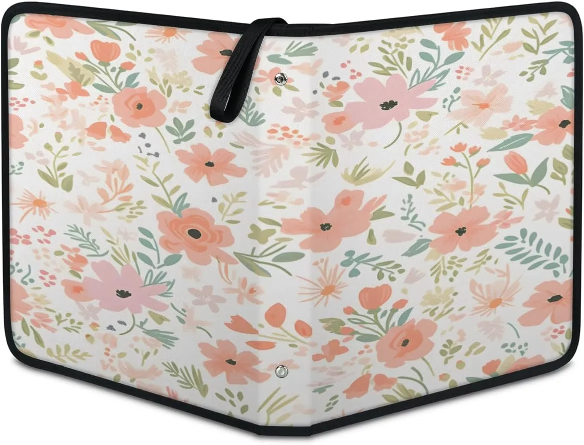 Flower Summer 3 Ring Trading Zipper Binder Strap, Trading Card Binder 4 Pocket, 400 Pockets Card Holder with 50 Removable Sleeves for Game Cards