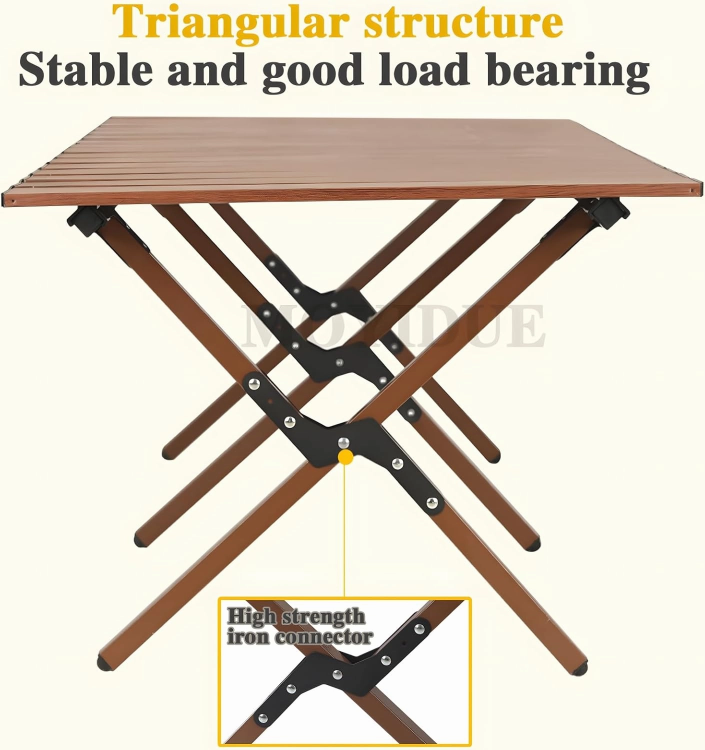 Folding Camping Table, Portable Picnic Table, Low Outdoor Table, Fold Up Collapsible Roll Up Metal Camp with Carry Bag for Beach Party Patio BBQ Travel,Walnut,XL
