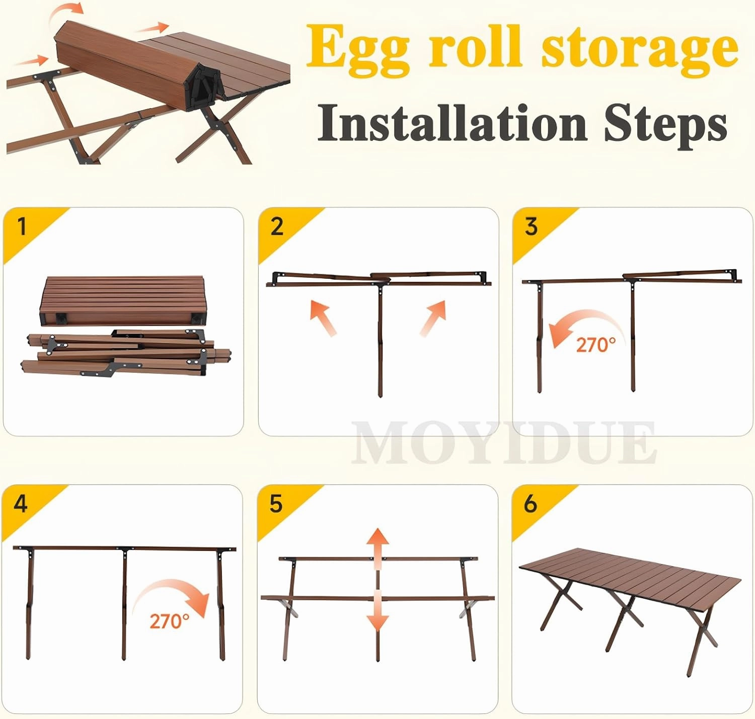 Folding Camping Table, Portable Picnic Table, Low Outdoor Table, Fold Up Collapsible Roll Up Metal Camp with Carry Bag for Beach Party Patio BBQ Travel,Walnut,XL