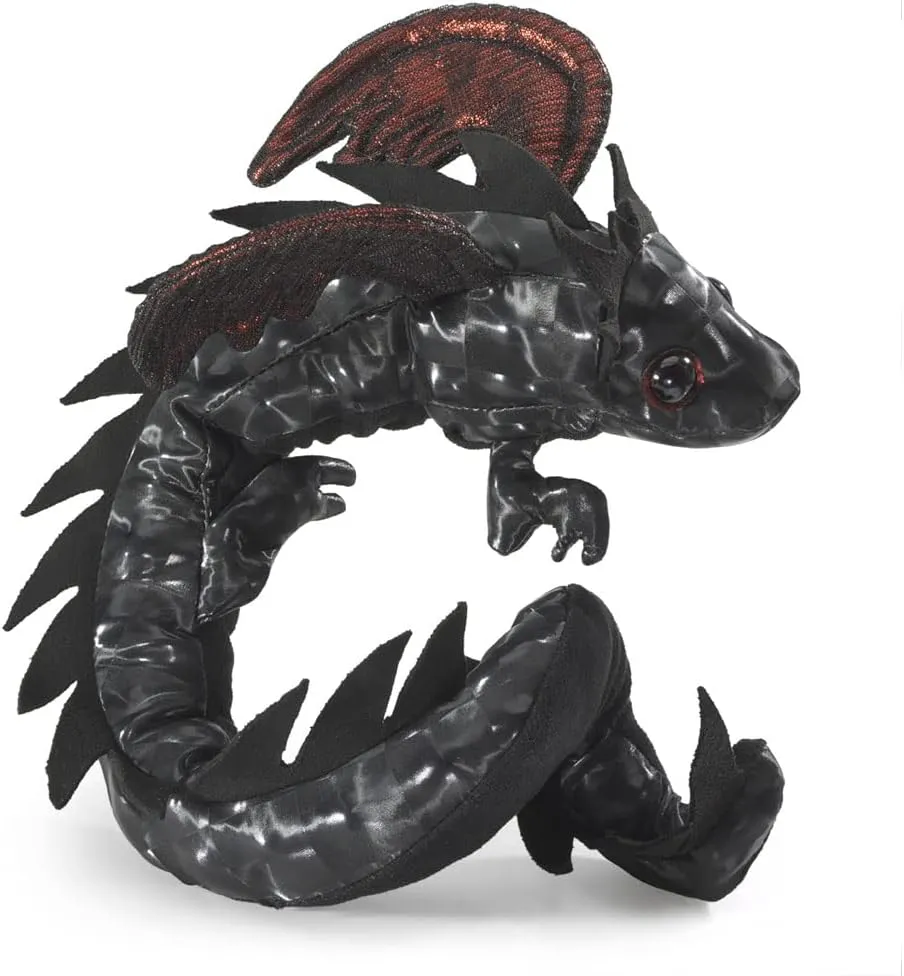 Folkmanis Dragon Wristlet Finger Puppet Black; Red-brown, 1 EA
