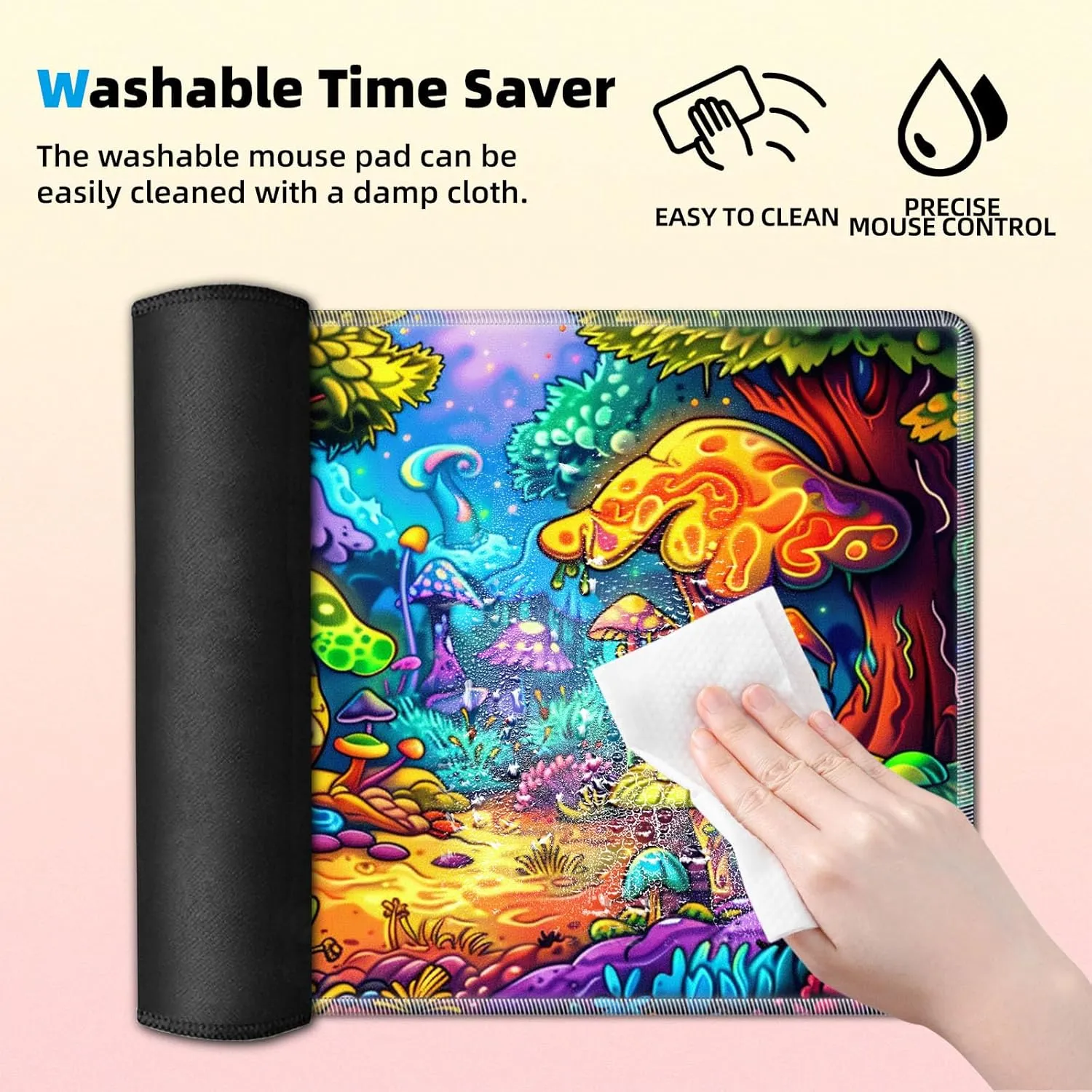 for MTG Playmat in Storage Bag, Commander Board Game Play Mat Desk Pad, Hand-Painted Stitched Edges Aged Map 23.6x13.8 in,Ideal for TCG/MTG/CCG/RPG Game Playmat, Colorful Mushroom