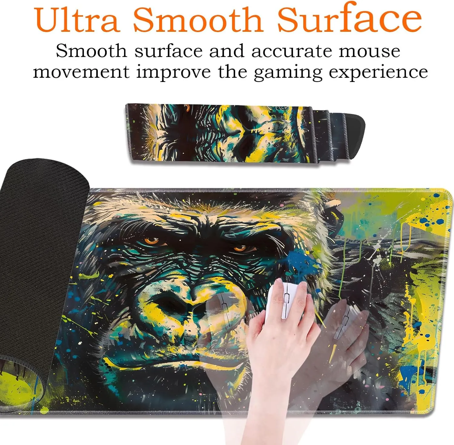for MTG Playmat Non-Slip Rubber Play Mat with Storage Bag Combination, Ideal for Card Game Lovers TCG Play Mat, Painted Gorilla