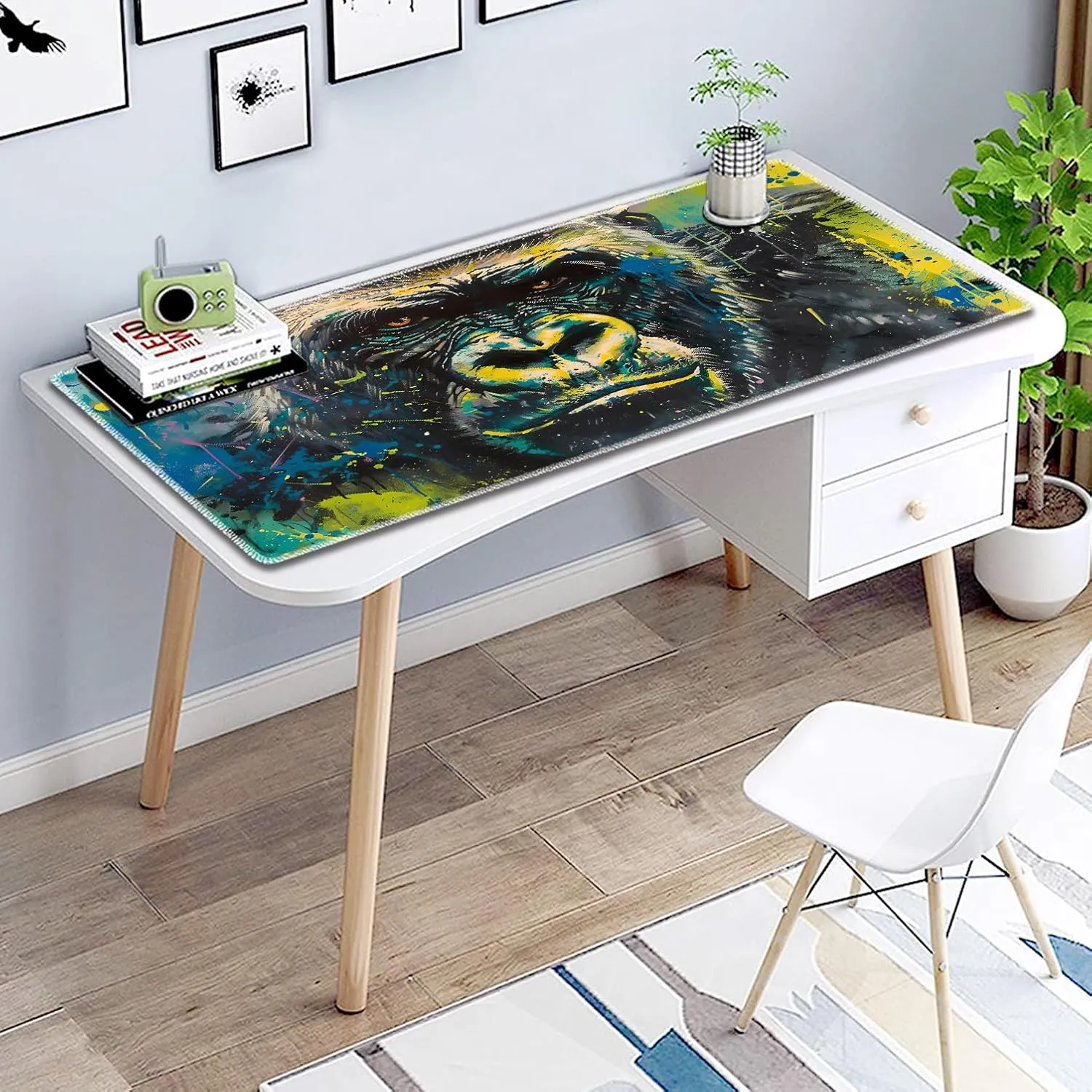 for MTG Playmat Non-Slip Rubber Play Mat with Storage Bag Combination, Ideal for Card Game Lovers TCG Play Mat, Painted Gorilla