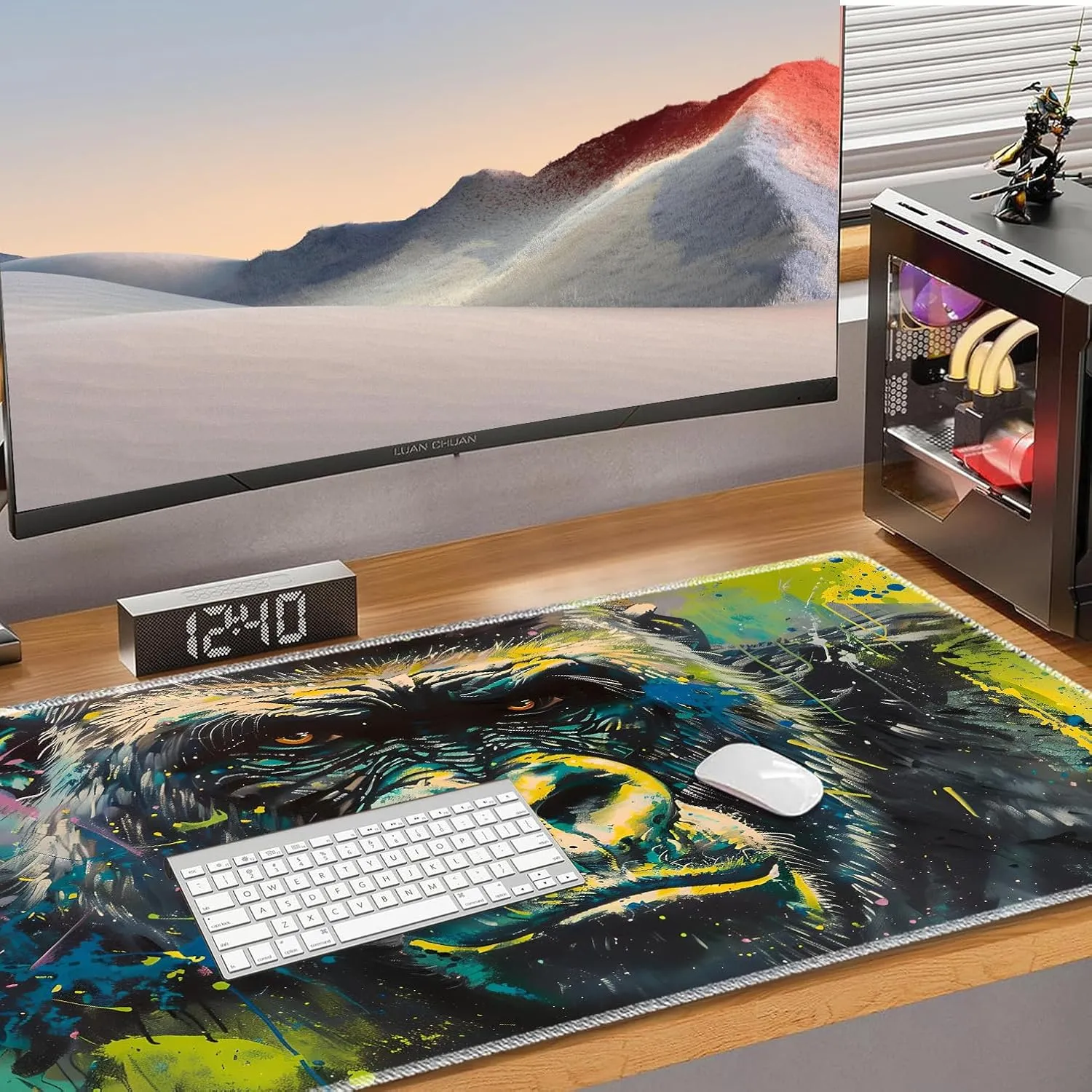 for MTG Playmat Non-Slip Rubber Play Mat with Storage Bag Combination, Ideal for Card Game Lovers TCG Play Mat, Painted Gorilla