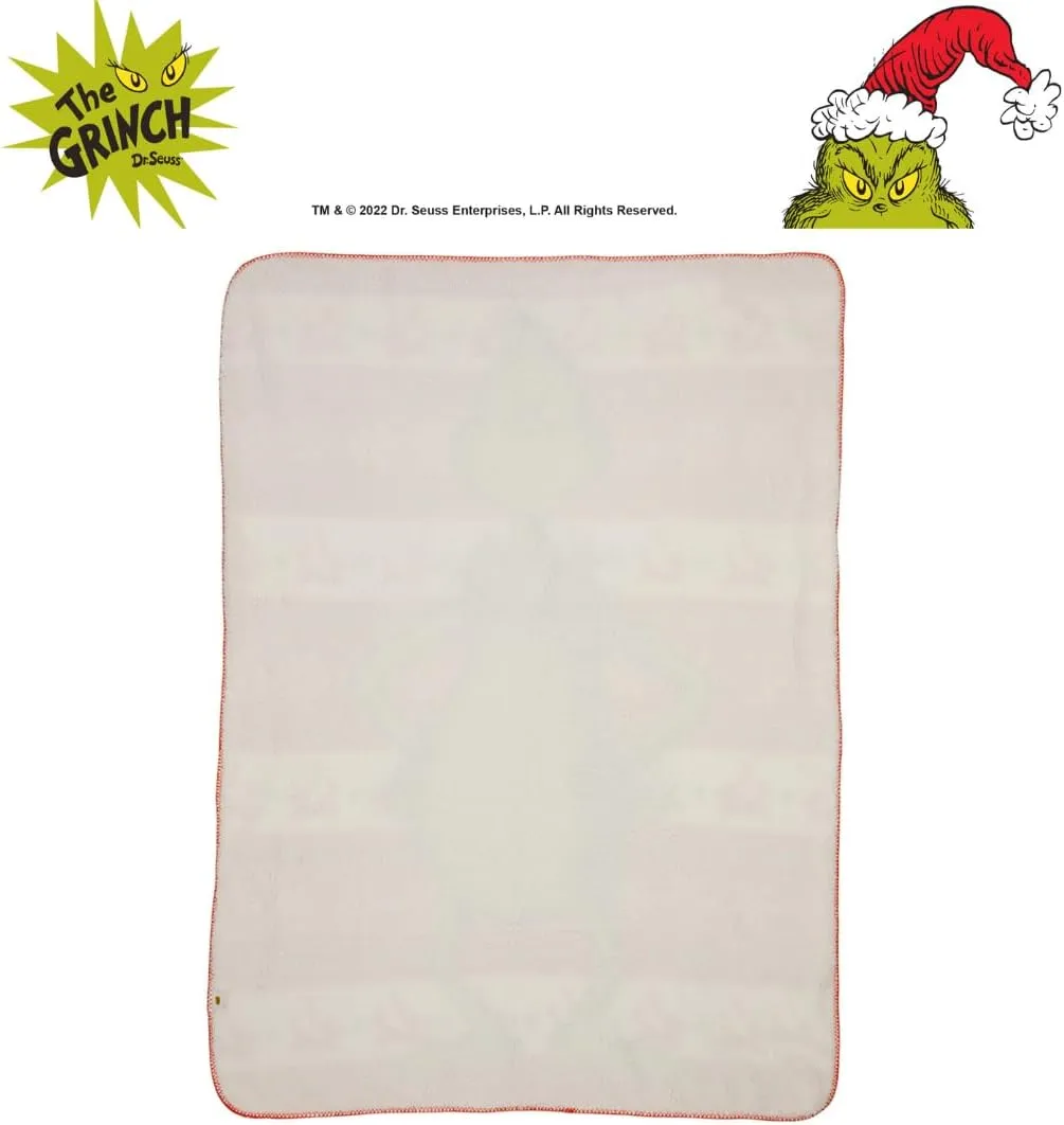 Franco Dr. Seuss The Grinch Holiday Christmas Kids Bedding Soft Plush Cozy Sherpa Blanket Throw, 46 in x 60 in, (Officially Licensed Product)