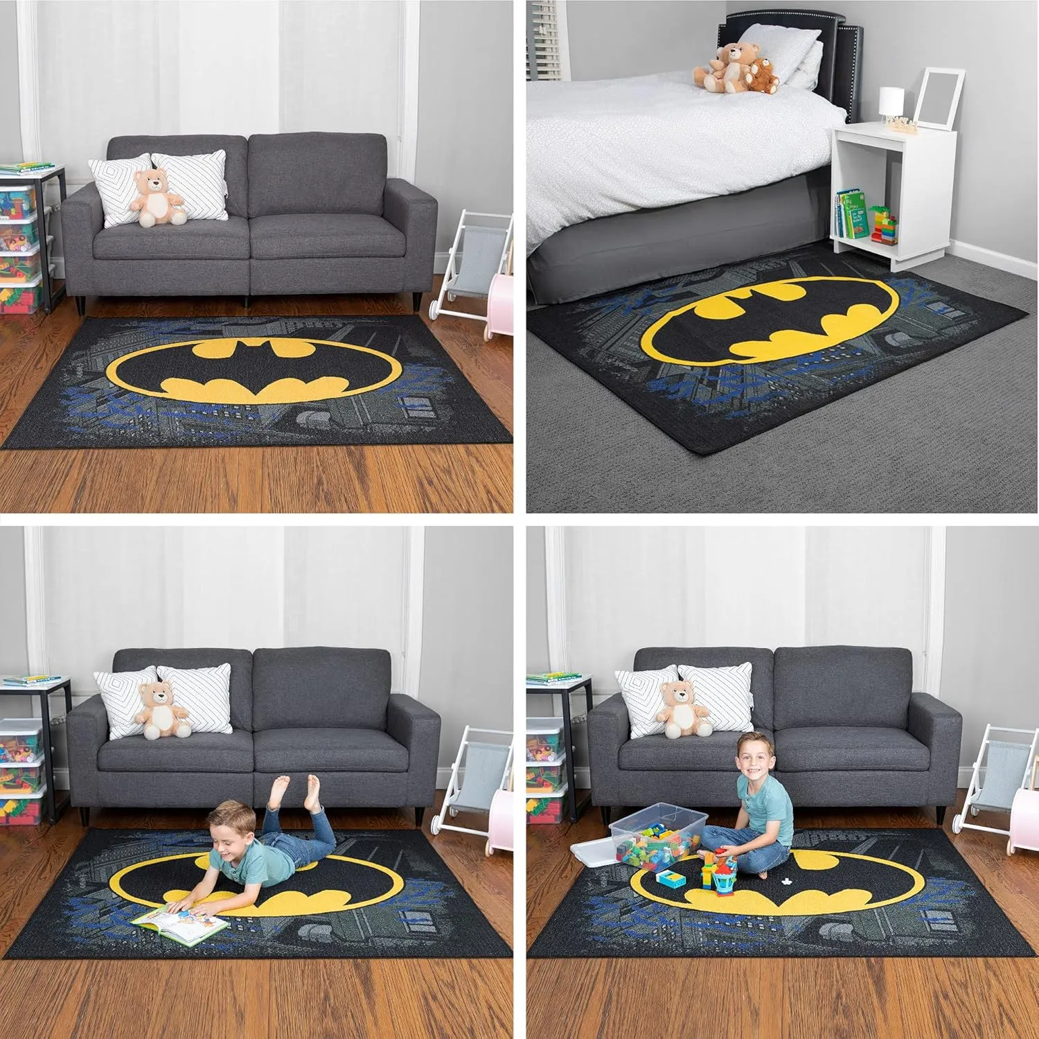 Franco Kids Room Non Slip Area Rug, 69 in x 52 in, Batman
