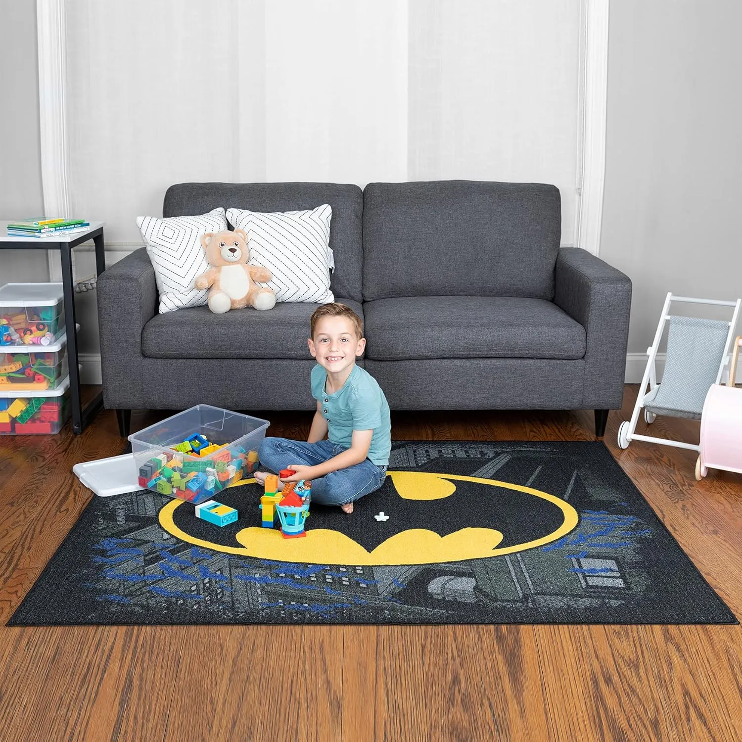 Franco Kids Room Non Slip Area Rug, 69 in x 52 in, Batman