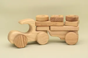 Free Shipping Natural Wooden Car - Constructor Classic with Trailer, BT25 : Eco-Friendly Gift with Montessori and Waldorf Educational Influence Lotes Toys Baby Gift