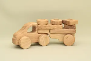 Free Shipping Natural Wooden Car-Constructor with Trailer, BT10 : Eco-Friendly Gift with Montessori and Waldorf Educational Influence Lotes Toys Baby Gift