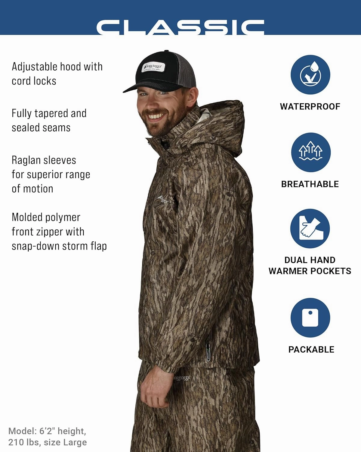 FROGG TOGGS Men's Classic Pro Action Waterproof Breathable Rain Jacket