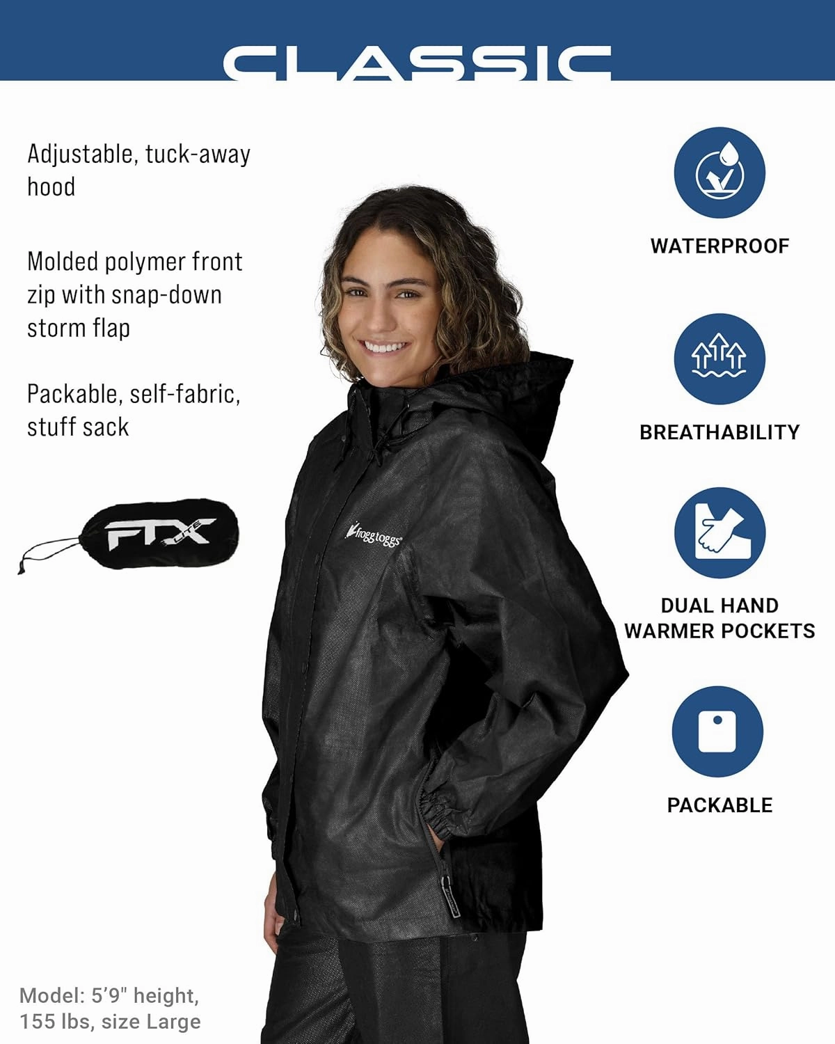 FROGG TOGGS Women's Classic Pro Action Waterproof Rain Jacket