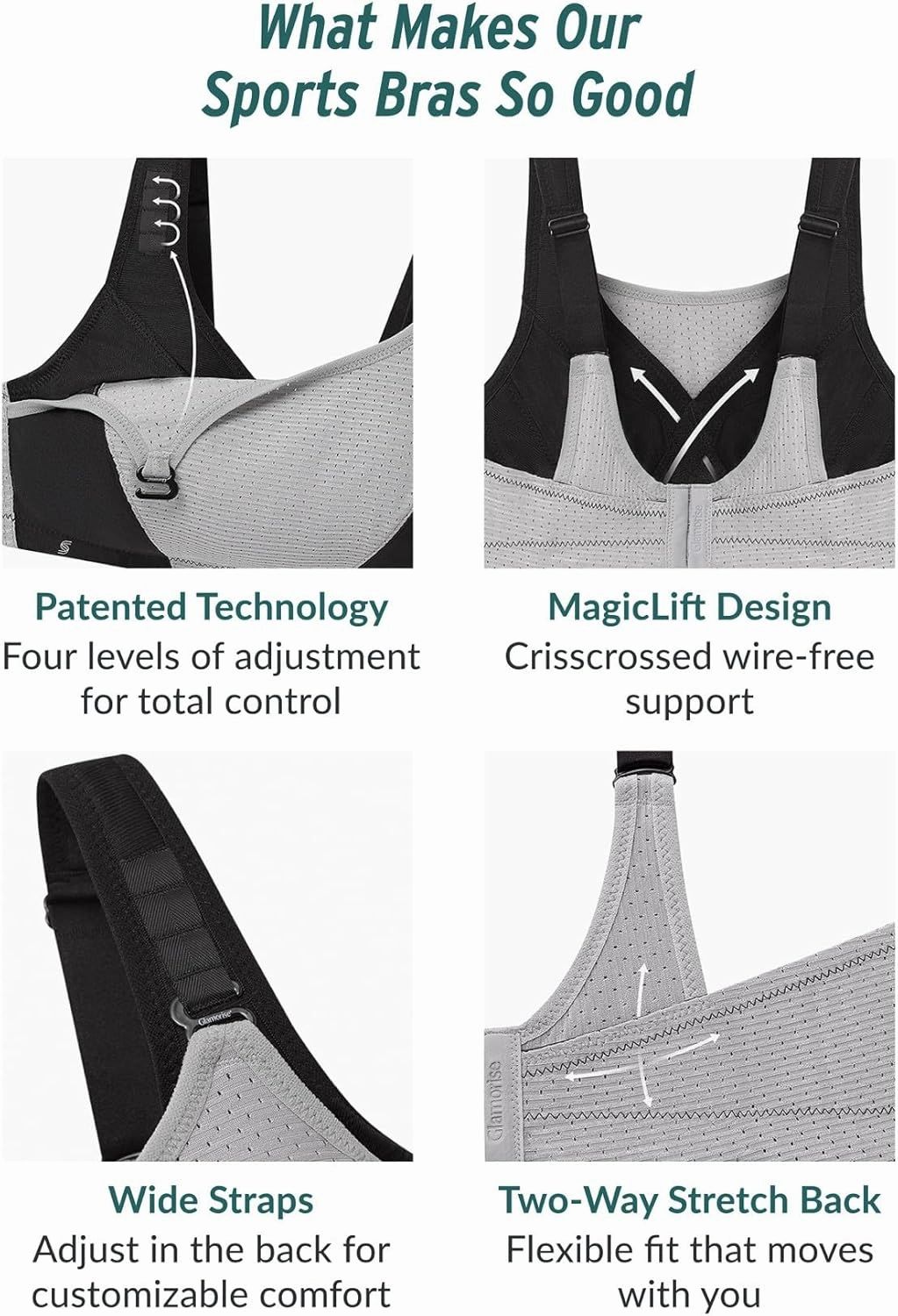 Full Figure Plus Size Custom Control Sports Bra Wirefree #1166