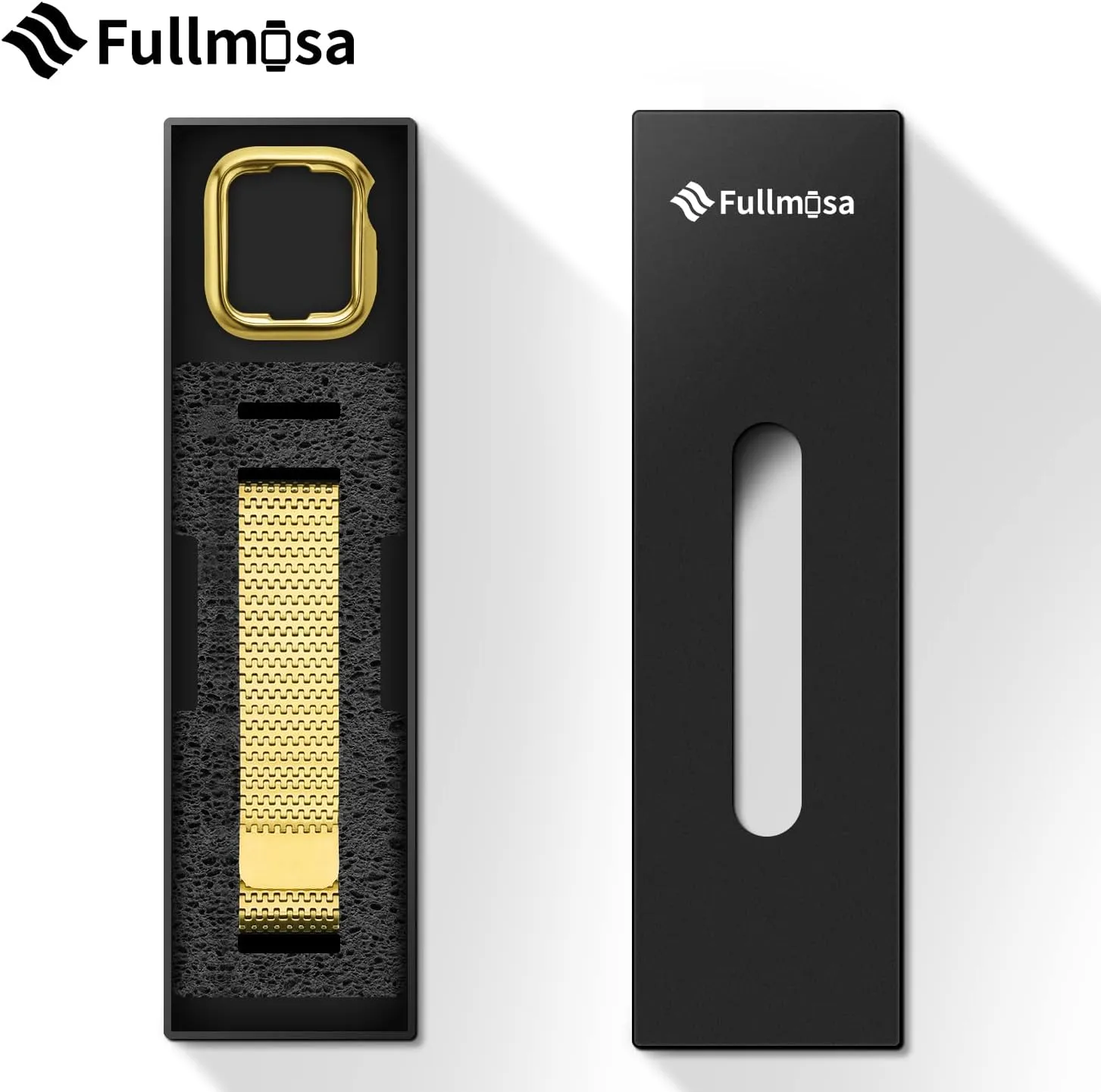 Fullmosa Compatible Apple Watch Bands 41mm 40mm 38mm for Women Men, Stainless Steel Mesh Loop Magnetic Clasp iWatch Band with TPU Case for Apple Watch Series 9 8 7 6 5 4 3 2 1 SE SE2, Golden