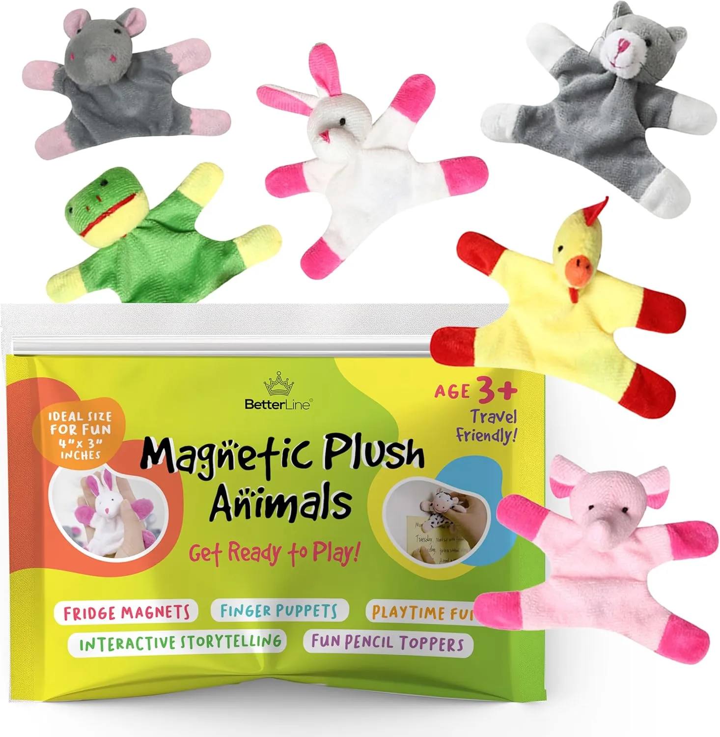 Fun and Educational Animal Fridge Magnets for Kids -Soft Plush Magnetic Animal Characters for Learning and Play, Fridge Toys for Toddlers 1-3, Board Magnets, Locker Buddies