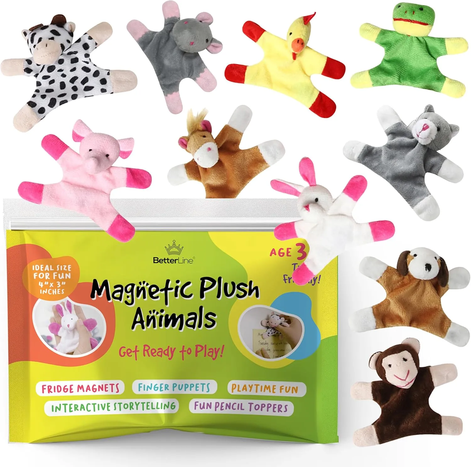 Fun and Educational Animal Fridge Magnets for Kids -Soft Plush Magnetic Animal Characters for Learning and Play, Fridge Toys for Toddlers 1-3, Board Magnets, Locker Buddies