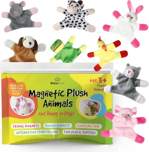 Fun and Educational Animal Fridge Magnets for Kids -Soft Plush Magnetic Animal Characters for Learning and Play, Fridge Toys for Toddlers 1-3, Board Magnets, Locker Buddies