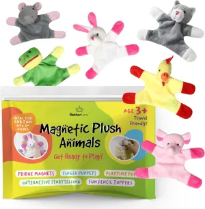 Fun and Educational Animal Fridge Magnets for Kids -Soft Plush Magnetic Animal Characters for Learning and Play, Fridge Toys for Toddlers 1-3, Board Magnets, Locker Buddies