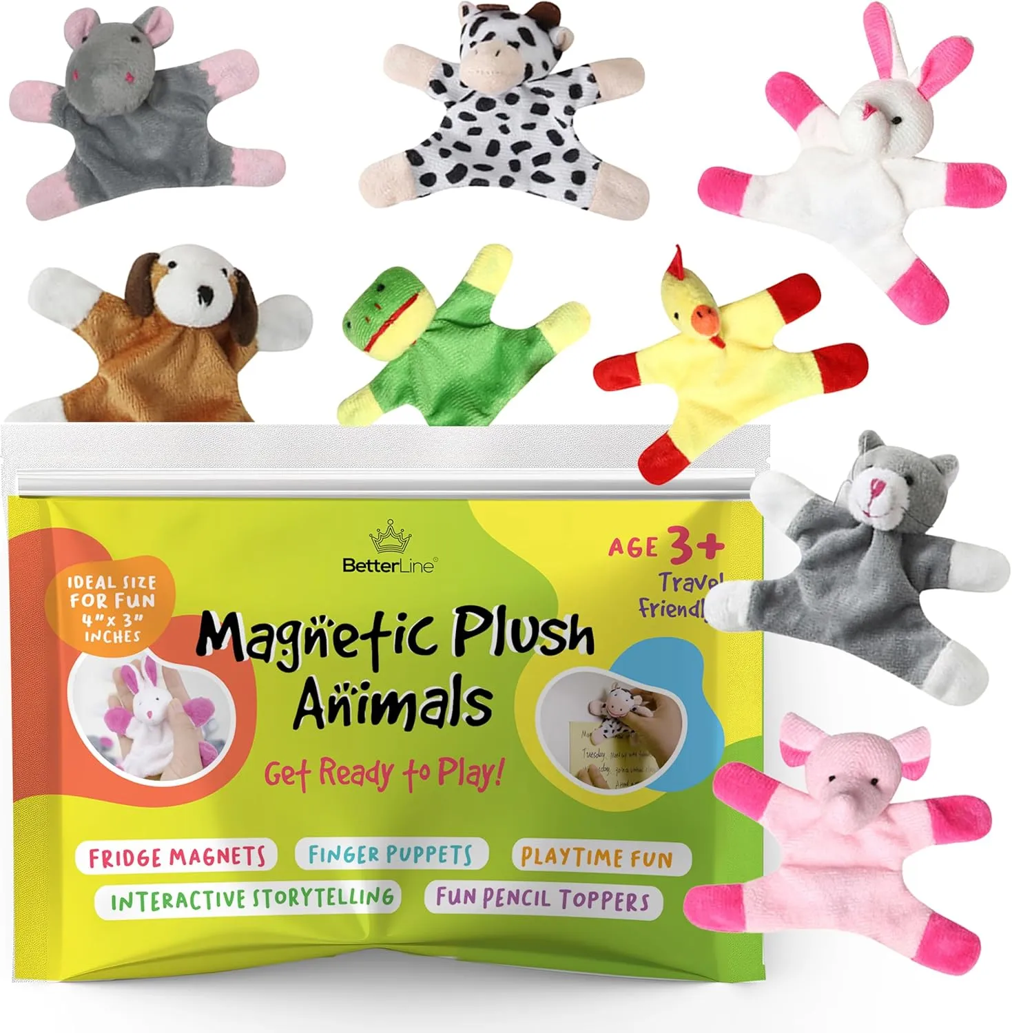 Fun and Educational Animal Fridge Magnets for Kids -Soft Plush Magnetic Animal Characters for Learning and Play, Fridge Toys for Toddlers 1-3, Board Magnets, Locker Buddies