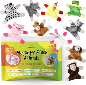 Fun and Educational Animal Fridge Magnets for Kids -Soft Plush Magnetic Animal Characters for Learning and Play, Fridge Toys for Toddlers 1-3, Board Magnets, Locker Buddies