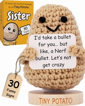 Funny Sister Gifts for Mothers Day - Positive Potato Crochet Doll with 30 Signs | Cute Sisters Presents Ideas for Mothersday, Unique Birthday Gift for Sister from Sisters, Brother, Step Bonus Sis