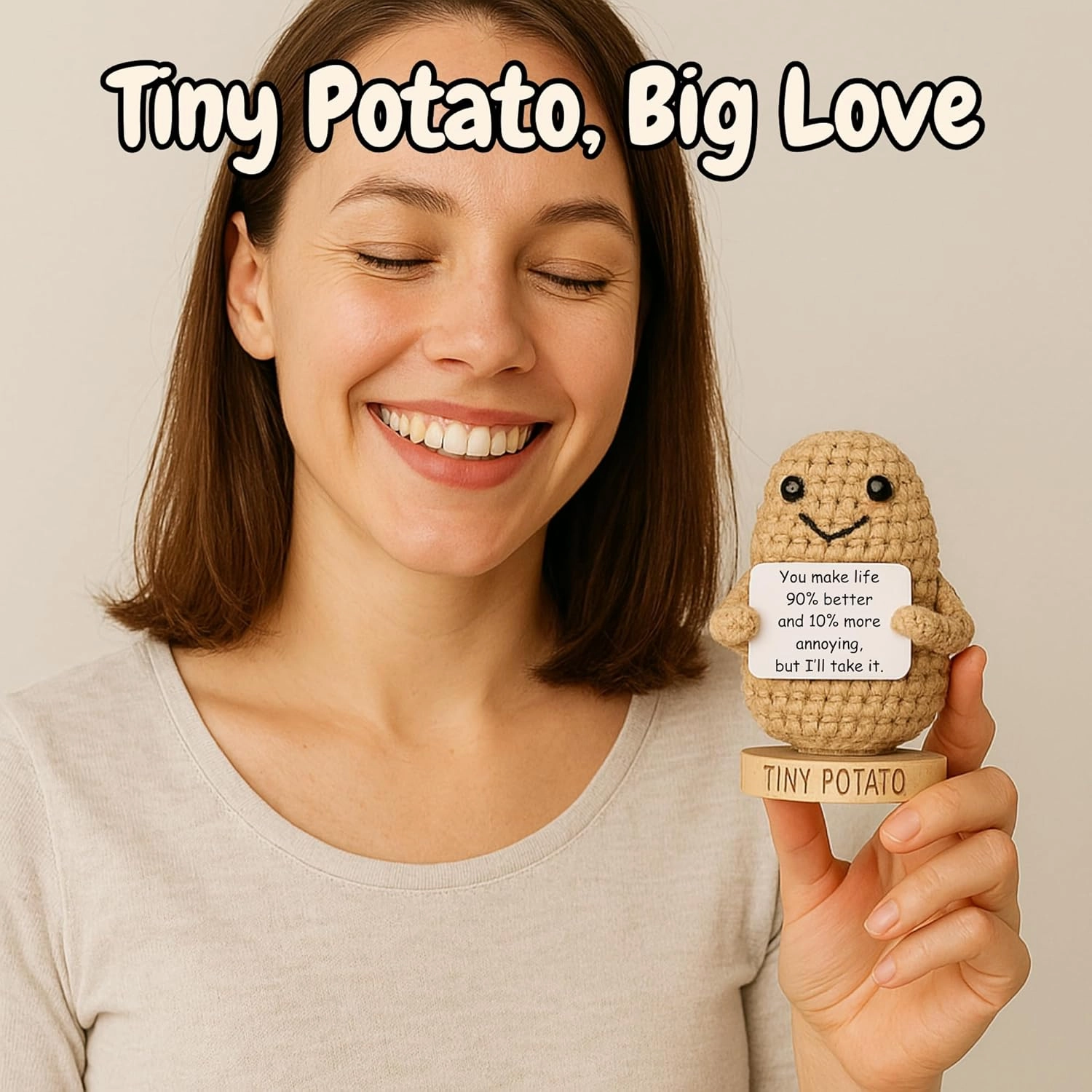 Funny Sister Gifts for Mothers Day - Positive Potato Crochet Doll with 30 Signs | Cute Sisters Presents Ideas for Mothersday, Unique Birthday Gift for Sister from Sisters, Brother, Step Bonus Sis