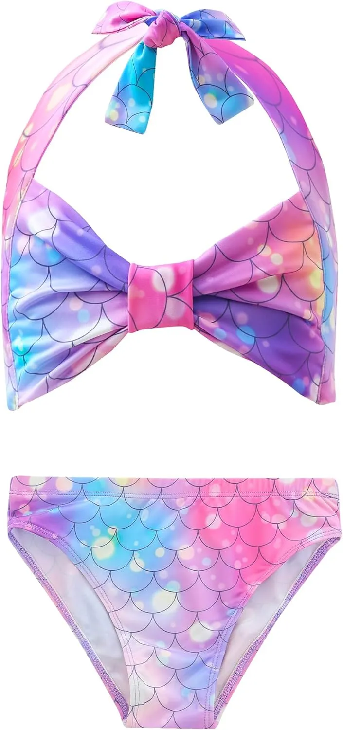 GALLDEALS Girls 3 Piece Swimsuit Bathing Suits Bikini with Cover Up Skirt 3 to 12 Years