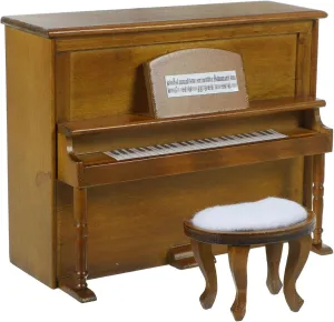 GANAZONO 1 Set Dollhouse Piano 1:12 Miniature Simulation Wooden Upright Piano with Stool Photo Prop for Dollhouse Furniture Accessories Home Ornament As Shown