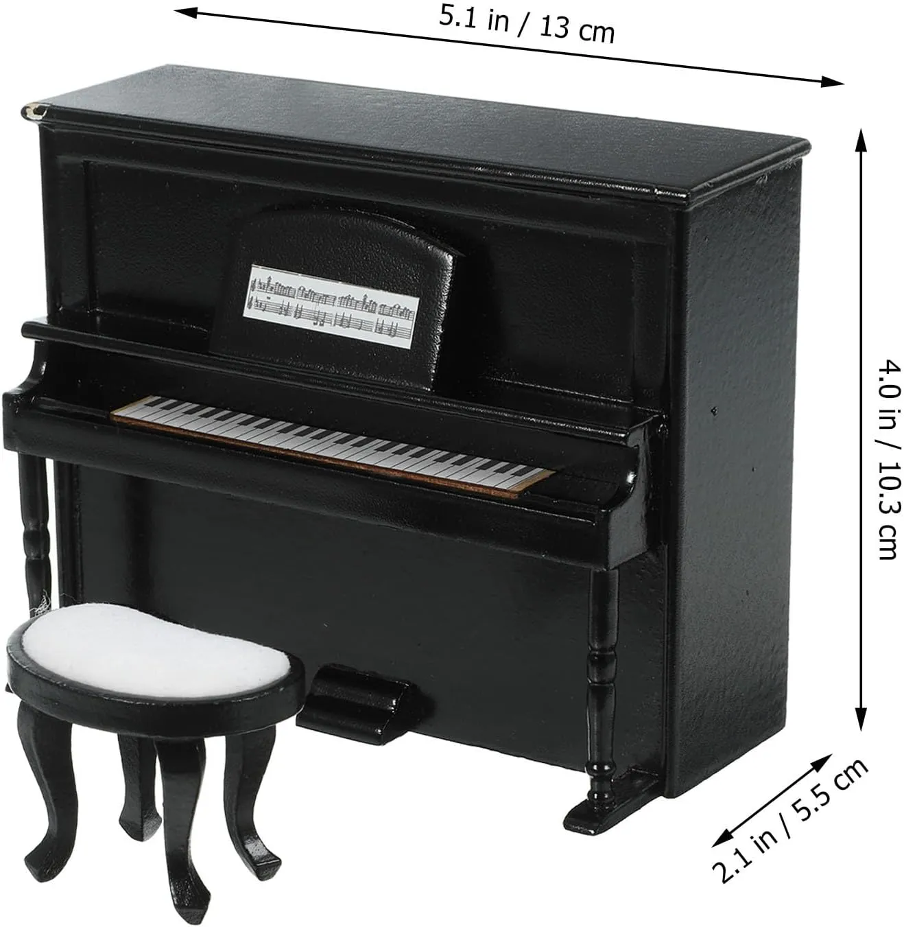 GANAZONO 1set Miniature Piano Model with Stool Dollhouse Furniture for Home Decor Creative Micro Landscape Accessories Craft for Mini House Decoration