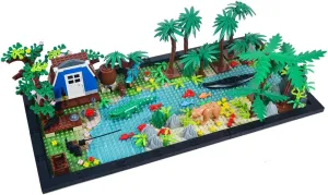 Garden Building Blocks Park Sencery Accessories Plant Set Building Bricks Kit DIY Building Set Compatible All Major Brands(with 2pcs 10"x10"Base Plates)
