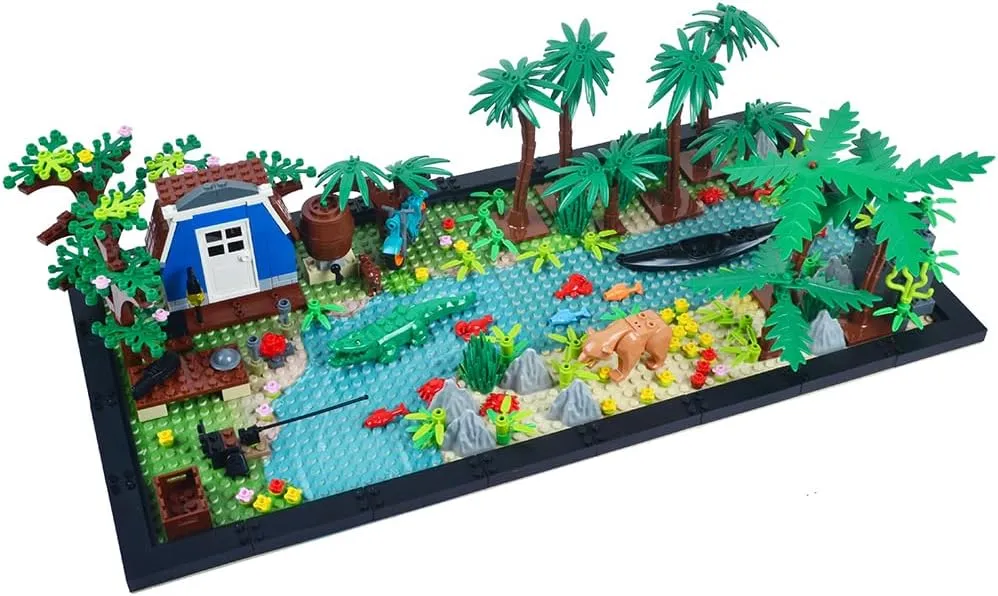 Garden Building Blocks Park Sencery Accessories Plant Set Building Bricks Kit DIY Building Set Compatible All Major Brands(with 2pcs 10"x10"Base Plates)