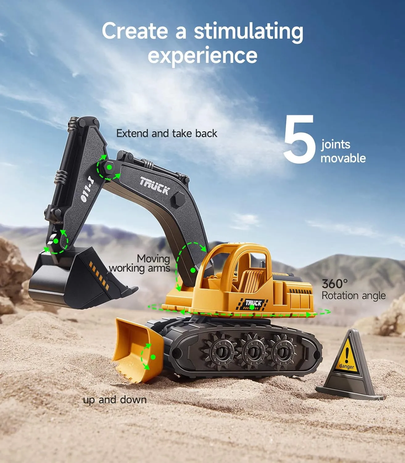 Geyiie Construction Trucks Toys, Kids Construction Vehicles Site, Sandbox Toys Playset for Boys Girls, Pull Back Cars Excavator Tractor Bulldozer Gifts for Party Favor