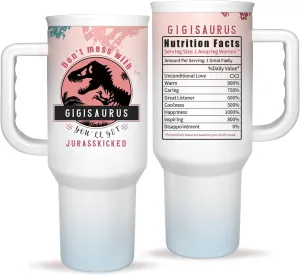 Gigi Tumbler Gift for Gigi For Mother's Day from Grandkids Gigis Gifts from Granddaughter Grandson - 40oz Funny Dinosaur Cup -Unique Birthday Baby Christmas gifts for Gigis