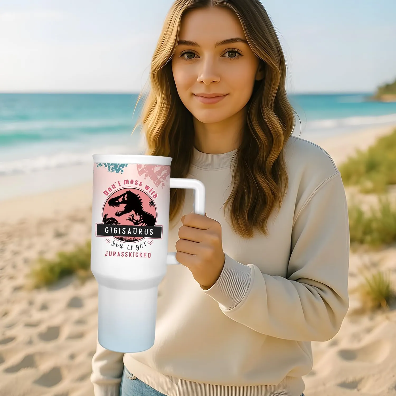 Gigi Tumbler Gift for Gigi For Mother's Day from Grandkids Gigis Gifts from Granddaughter Grandson - 40oz Funny Dinosaur Cup -Unique Birthday Baby Christmas gifts for Gigis