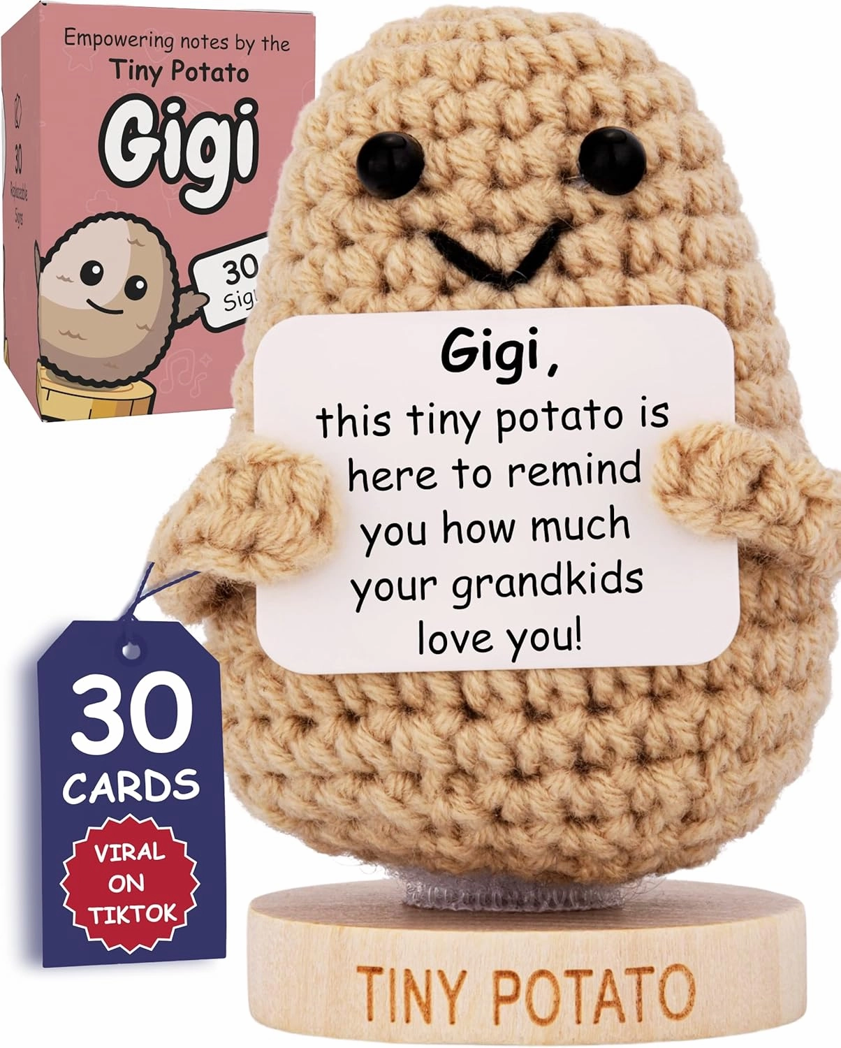 Gigi Gifts for Grandma - Crochet Positive Potato with 30 Different Signs for Grandma, Birthday Gift for Grandma, Mothers Day Gifts for Gigi, Mother's Day Grandma Gift Idea for Gigi from Grandkids