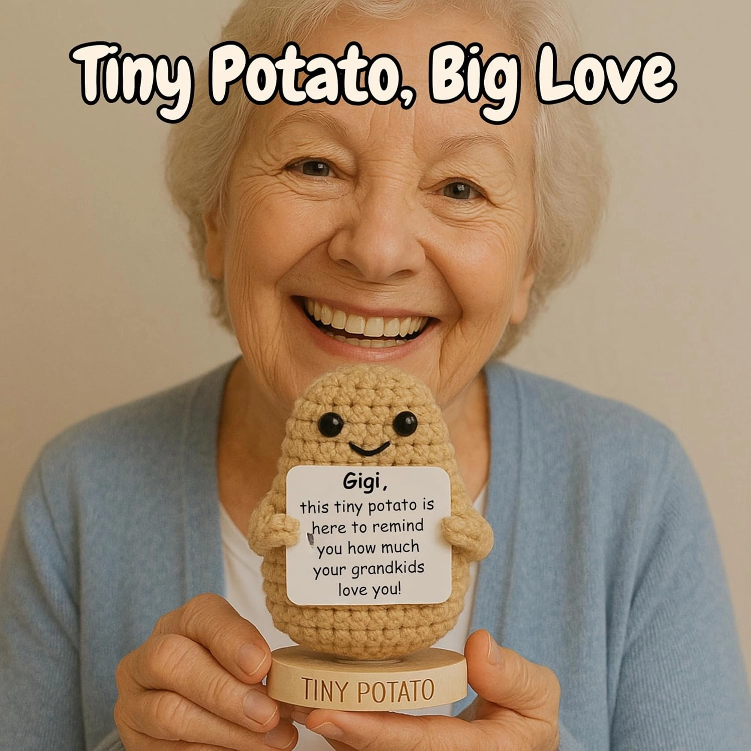 Gigi Gifts for Grandma - Crochet Positive Potato with 30 Different Signs for Grandma, Birthday Gift for Grandma, Mothers Day Gifts for Gigi, Mother's Day Grandma Gift Idea for Gigi from Grandkids