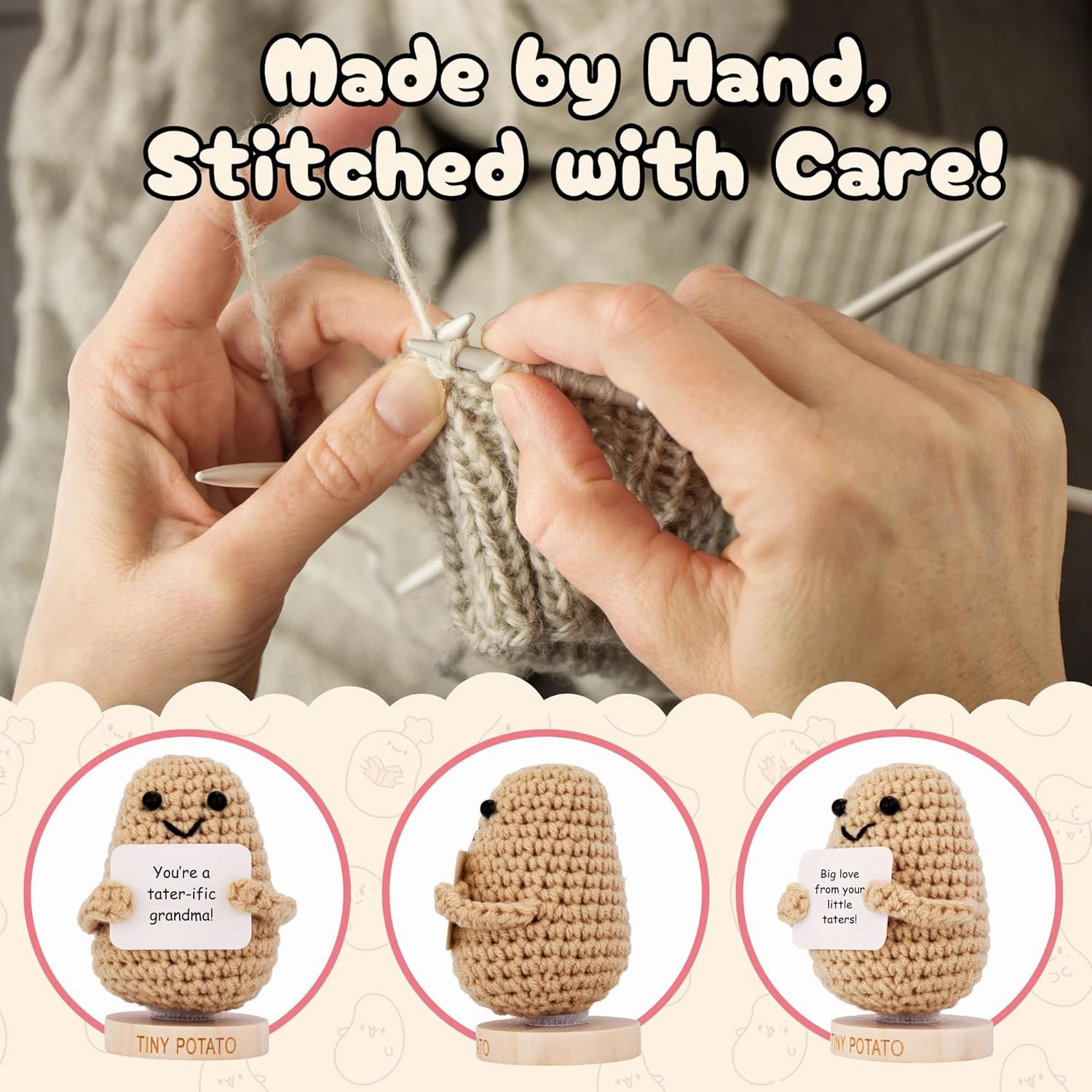 Gigi Gifts for Grandma - Crochet Positive Potato with 30 Different Signs for Grandma, Birthday Gift for Grandma, Mothers Day Gifts for Gigi, Mother's Day Grandma Gift Idea for Gigi from Grandkids