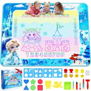 Girl Toys Age 4-5, Kids Water Doodle Mat Toddlers Educational Toys for Age 3 4 5 6 7 8 Year Old Boys Girls Gifts, Neon Color Double Board Drawing Mat Travel Toys for Holiday Christmas Birthday Gifts