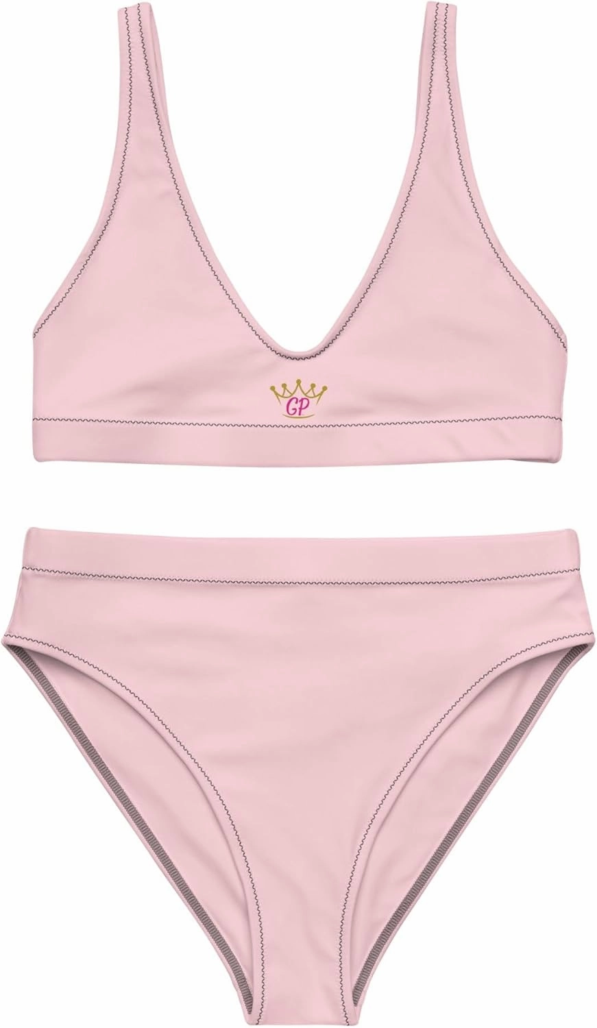 Girl Power™ High Waisted Bikini Sets for Women -Recycled Fabric, Removable Pads, Double-Layered, UPF 50  Sun Protection, Pink