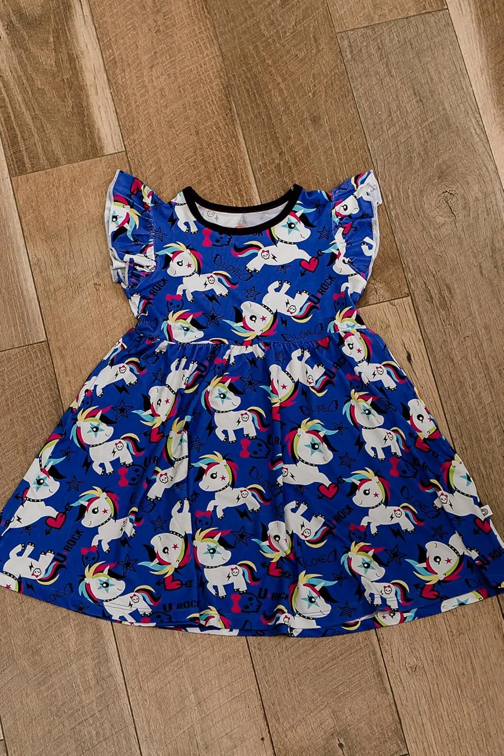Girls Viscose from Bamboo Twirl Dress, Flutter Sleeve,