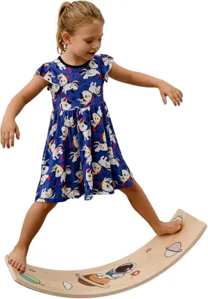 Girls Viscose from Bamboo Twirl Dress, Flutter Sleeve,