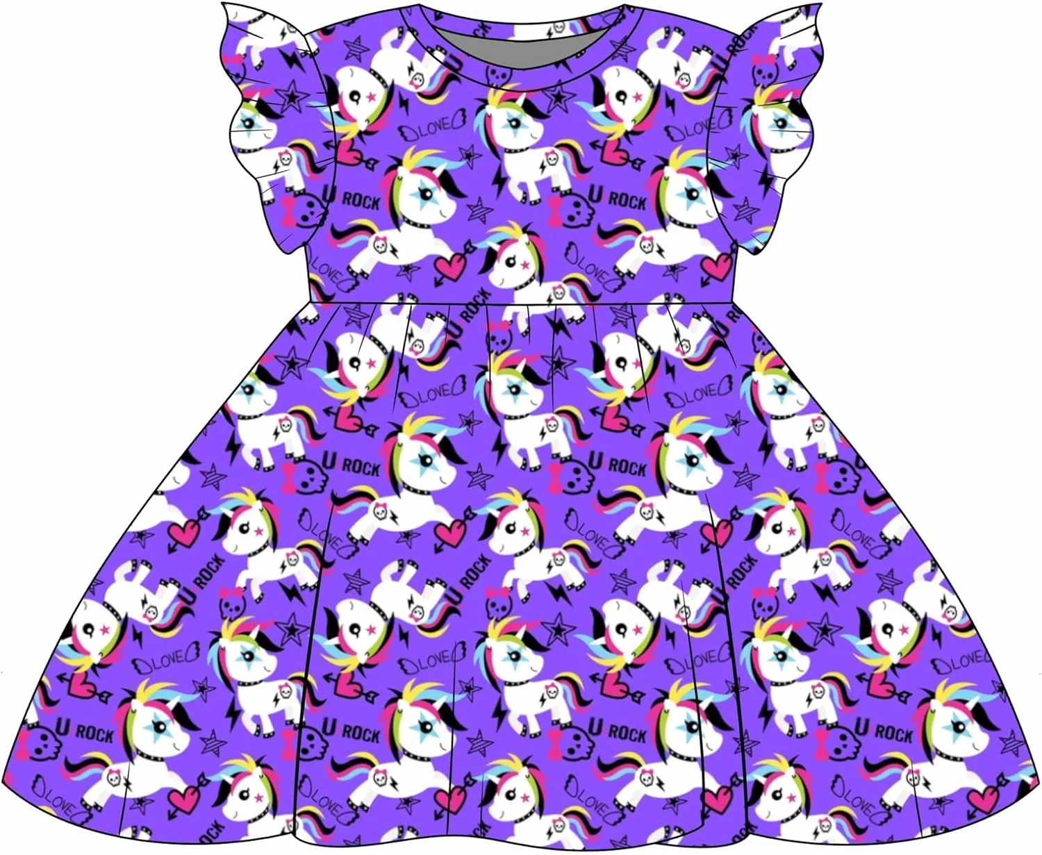 Girls Viscose from Bamboo Twirl Dress, Flutter Sleeve,