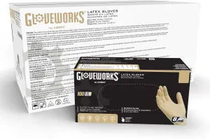 GLOVEWORKS HD Ivory Latex Industrial-Grade Disposable Gloves, 8 Mil, Powder-Free, Double Chlorinated, Large, Case of 1000