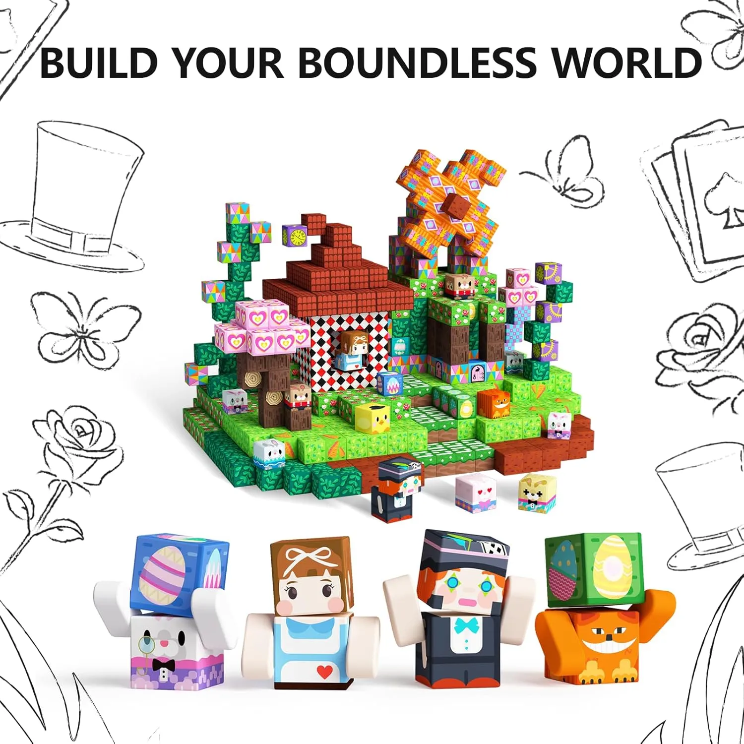 GobiDex 100PCS Magnetic Blocks Building Toys for 3  Years Old Girls Boys, Game-Based Build MagWonder with Sensory Construction Set, Birthday Gifts for Kids（1inch）
