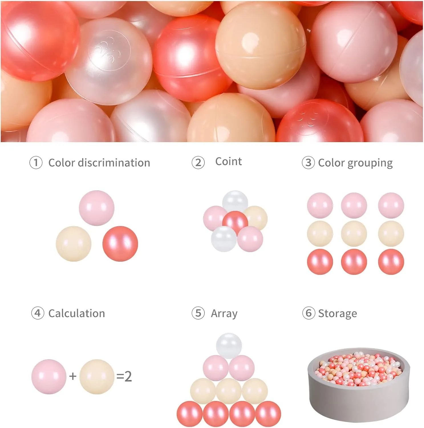 GOGOSO Ball Pit Balls for Toddlers Kids Plastic Balls for Ball-Pit Playpen Pool Baby Pastel Party Decor Fun Shaped Star Bulk 50 100 200 500 1000 Count